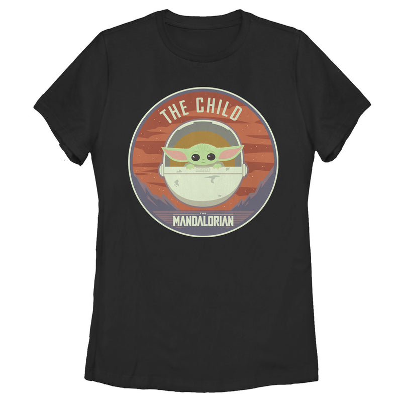 Women's Star Wars: The Mandalorian The Child Circle Cartoon Art T-Shirt