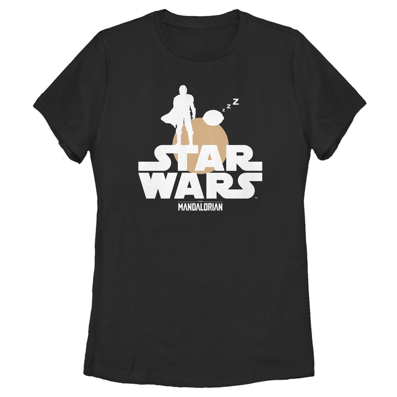 Women's Star Wars: The Mandalorian Bounty Hunter and The Child Silhouette T-Shirt