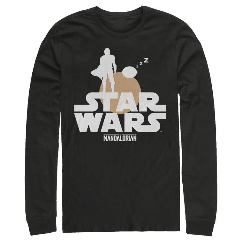 Men's Star Wars: The Mandalorian Bounty Hunter and The Child Silhouette Long Sleeve Shirt