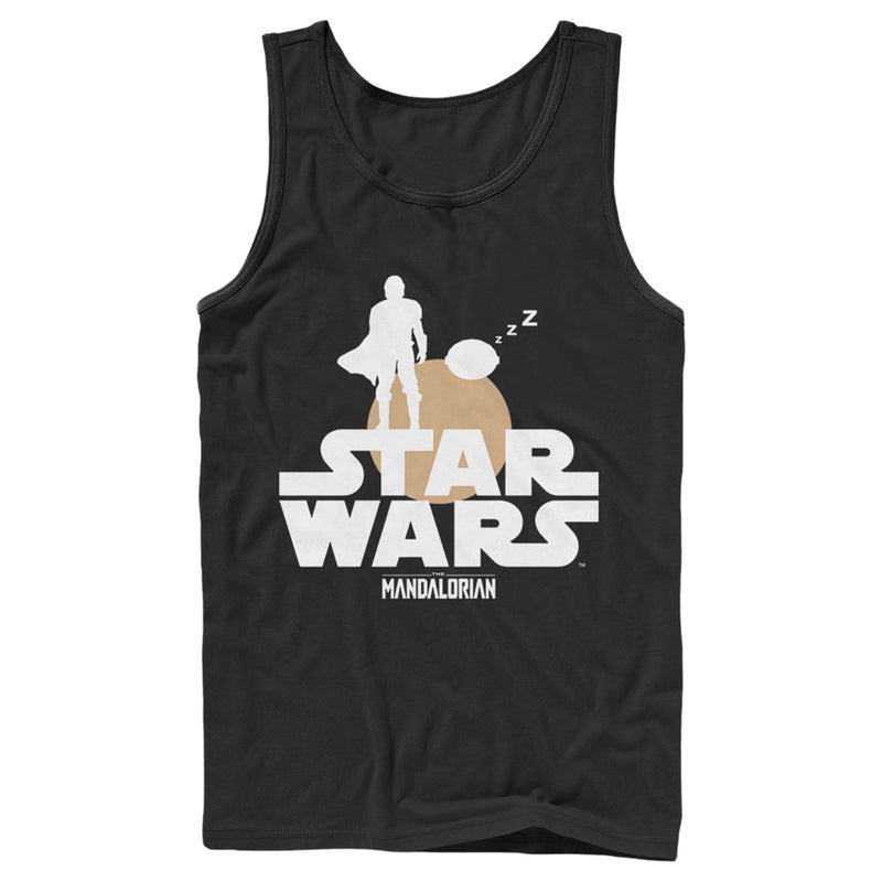 Men's Star Wars: The Mandalorian Bounty Hunter and The Child Silhouette Tank Top