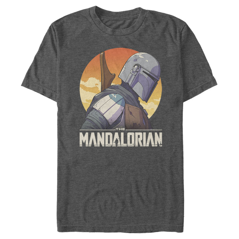 Men's Star Wars: The Mandalorian Mando Head Down Profile Sunset T-Shirt