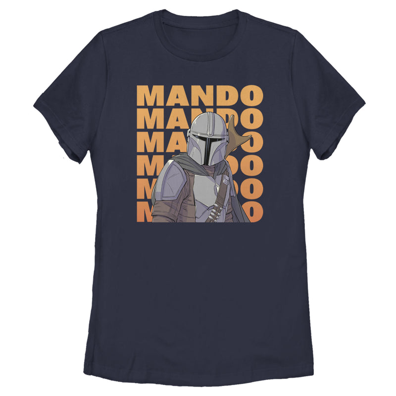 Women's Star Wars: The Mandalorian Mando Text Stacked T-Shirt