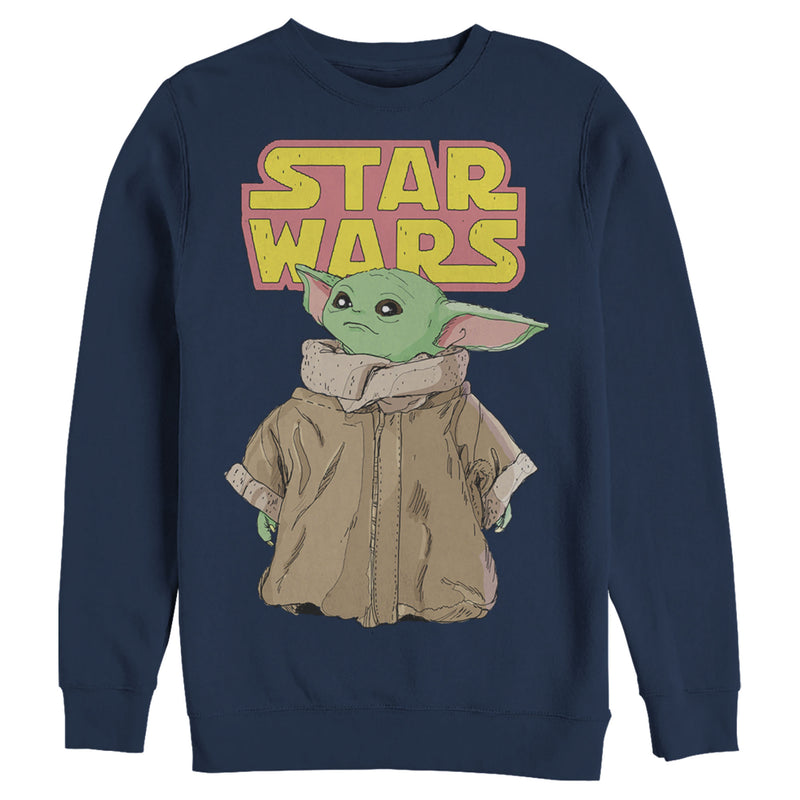 Men's Star Wars: The Mandalorian The Child Retro Logo Stance Sweatshirt