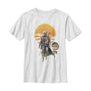 Boy's Star Wars: The Mandalorian The Child and Mando Walking Sunset T-Shirt