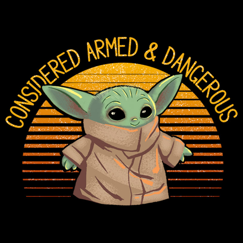 Men's Star Wars: The Mandalorian The Child Considered Armed and Dangerous T-Shirt