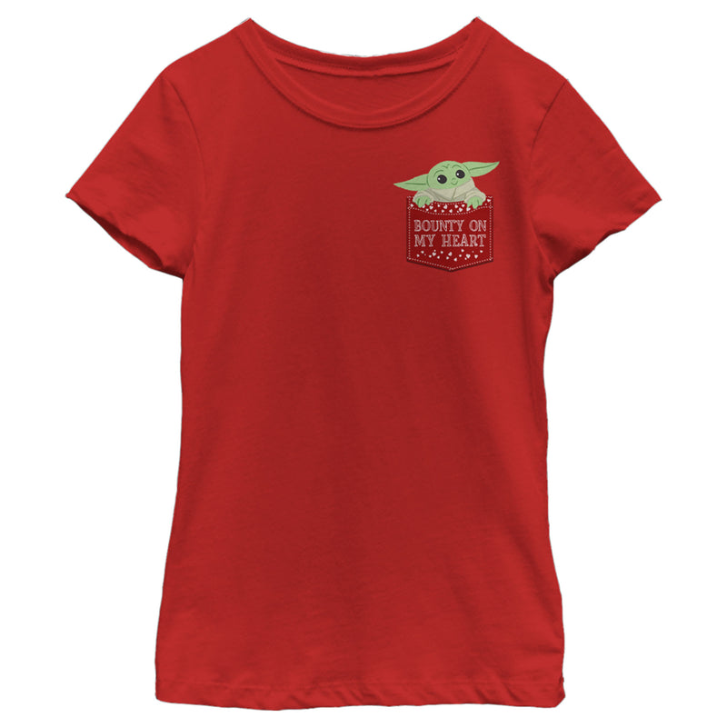 Girl's Star Wars: The Mandalorian The Child Bounty Heart Pocket T-Shirt