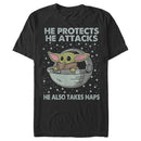 Men's Star Wars: The Mandalorian The Child Protects Attacks Naps T-Shirt