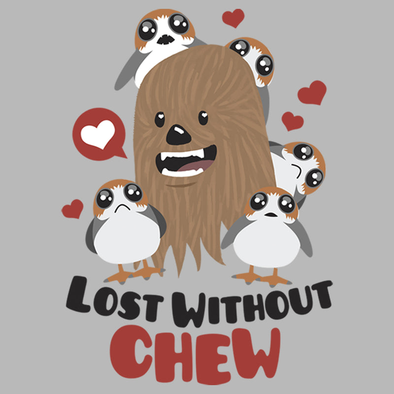 Junior's Star Wars Valentine's Day Lost Without Chew and Porgs T-Shirt