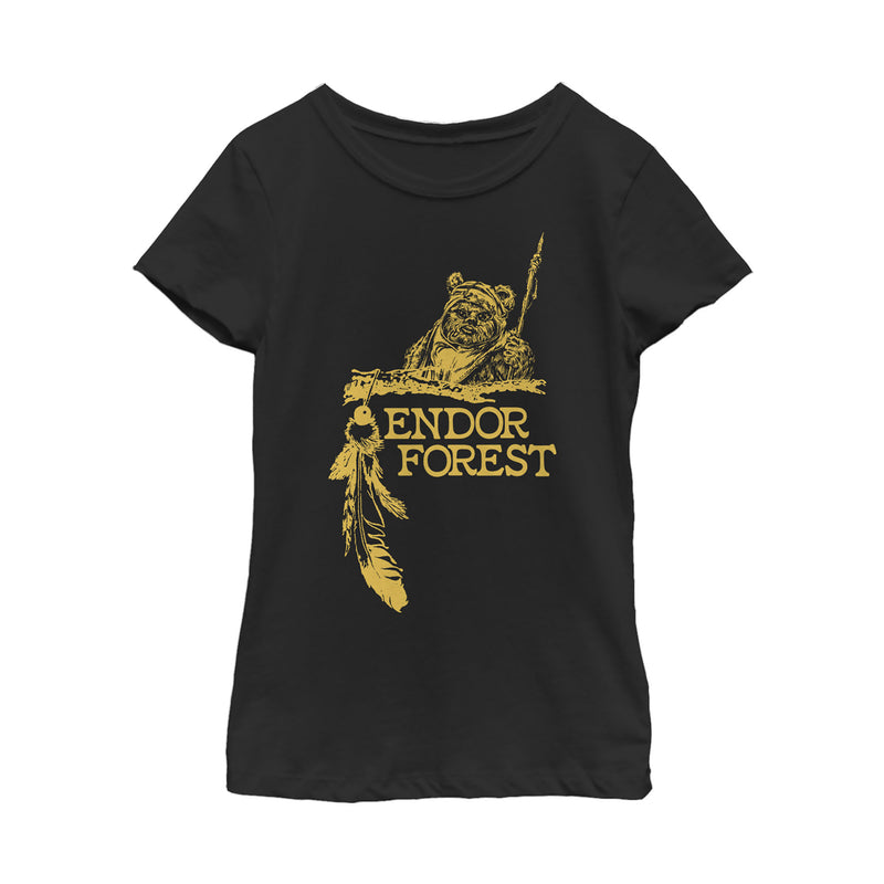 Girl's Star Wars Ewok Endor Forest Feather T-Shirt