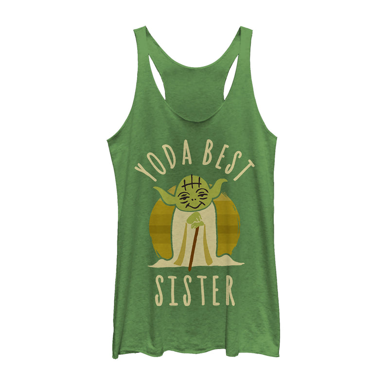 Women's Star Wars Yoda Best Sister Cartoon Racerback Tank Top