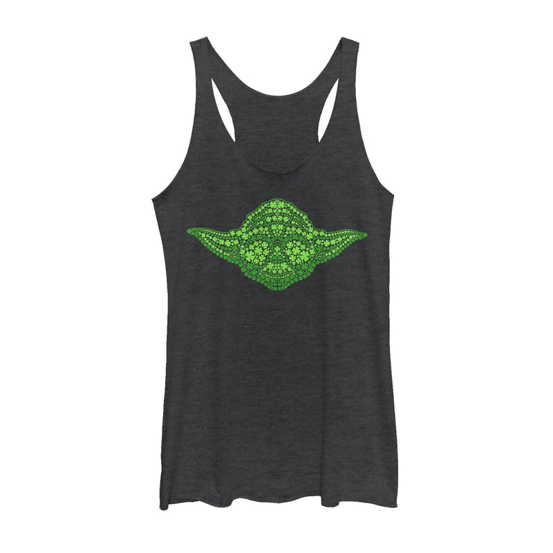 Women's Star Wars St. Patrick's Yoda Clover Face Racerback Tank Top