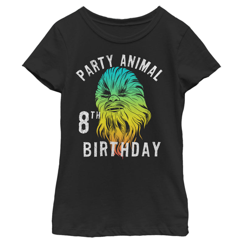 Girl's Star Wars Chewie Party Animal 8th Birthday Color Portrait T-Shirt