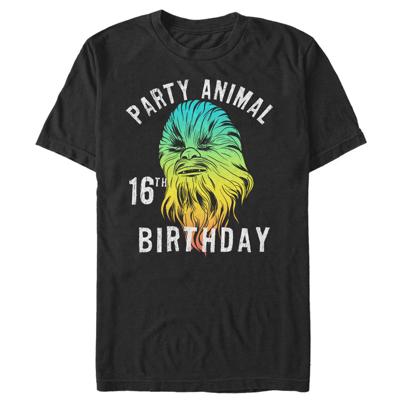 Men's Star Wars Chewie Party Animal 16th Birthday Color Portrait T-Shirt