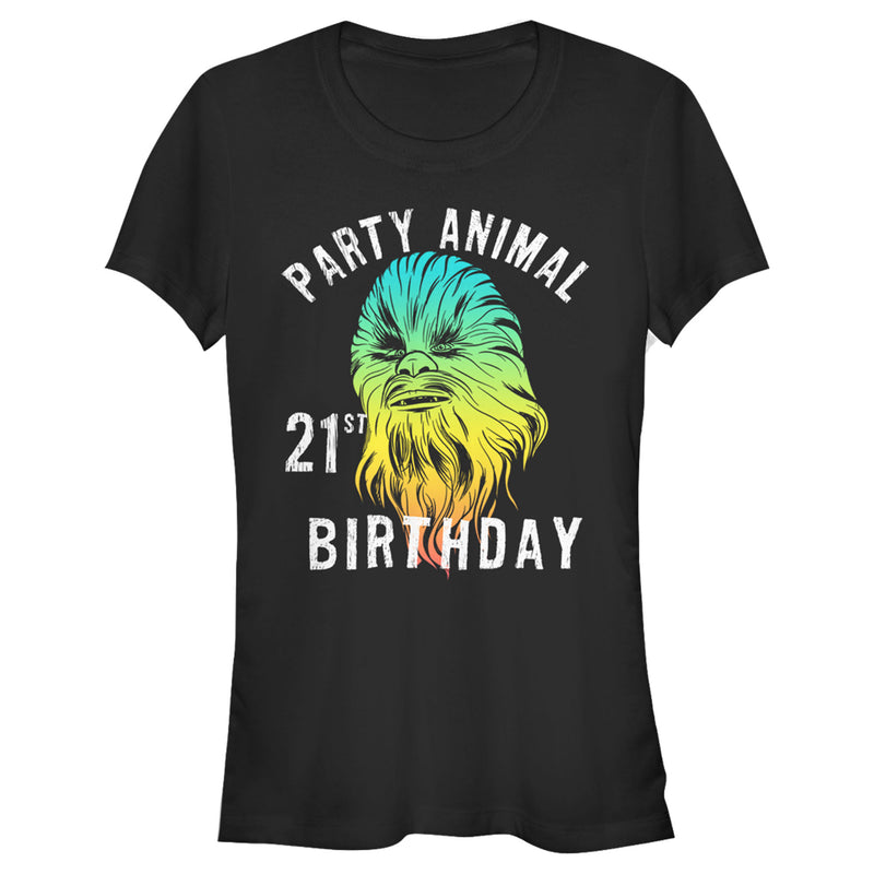 Junior's Star Wars Chewie Party Animal 21st Birthday Color Portrait T-Shirt