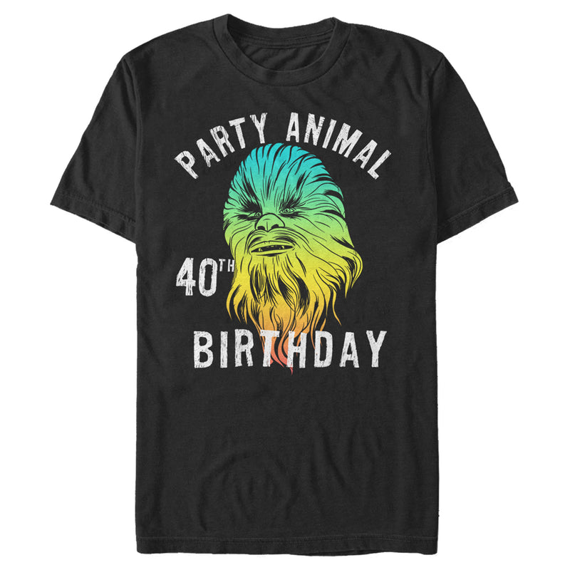 Men's Star Wars Chewie Party Animal 40th Birthday Color Portrait T-Shirt