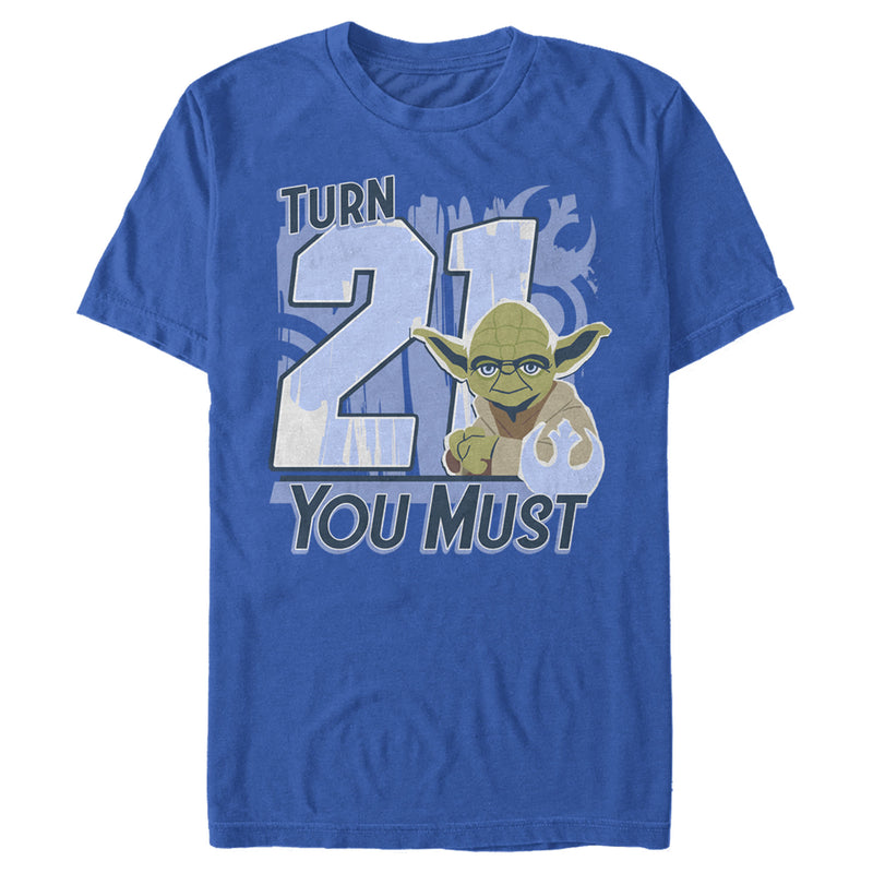 Men's Star Wars Yoda Turn 21 You Must Rebel Logo Portrait T-Shirt