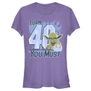 Junior's Star Wars Yoda Turn 40 You Must Rebel Logo Portrait T-Shirt