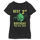 Girl's Star Wars Yoda Best 2nd Birthday You Will Have Stencil T-Shirt