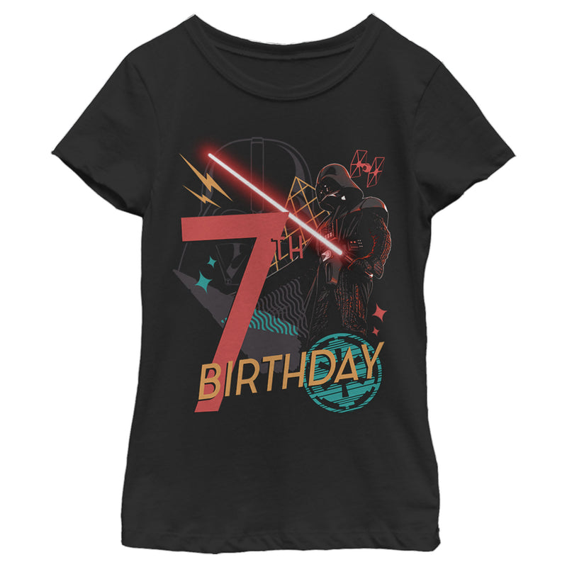 Girl's Star Wars Darth Vader 7th Birthday Abstract Background T-Shirt