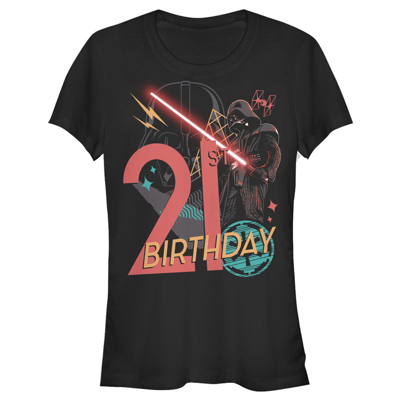 Junior's Star Wars Darth Vader 21st Birthday Abstract Background T-Shirt