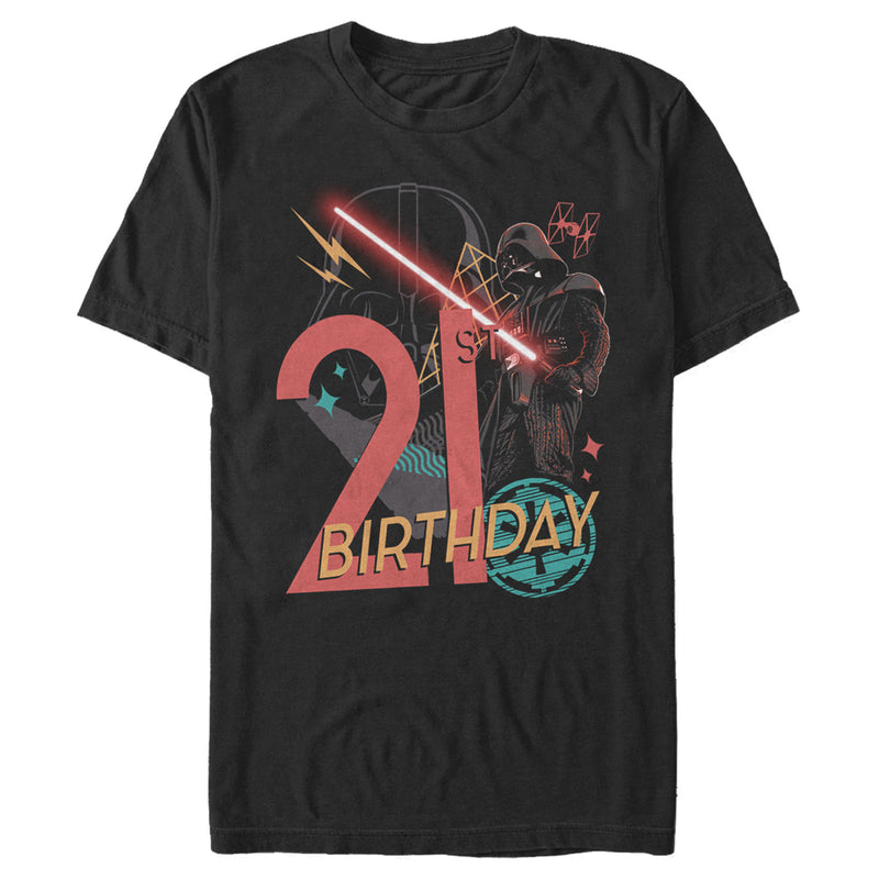 Men's Star Wars Darth Vader 21st Birthday Abstract Background T-Shirt