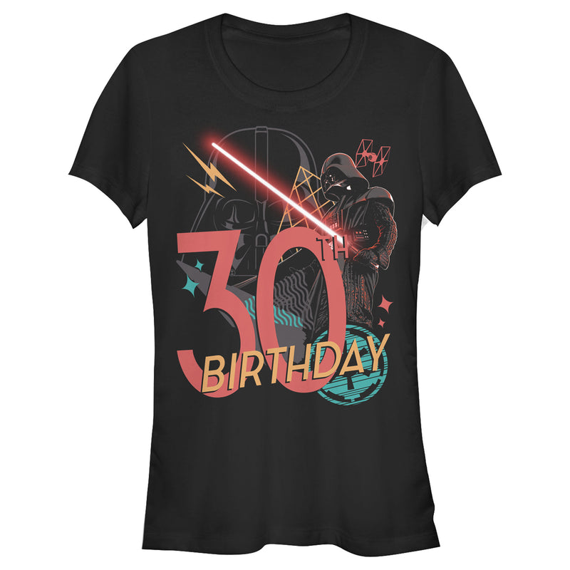 Junior's Star Wars Darth Vader 30th Birthday Abstract Background T-Shirt