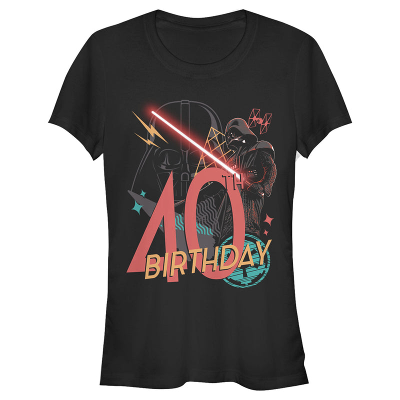 Junior's Star Wars Darth Vader 40th Birthday Abstract Background T-Shirt