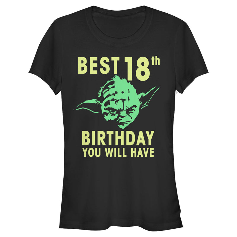 Junior's Star Wars Yoda Best 18th Birthday You Will Have Stencil T-Shirt