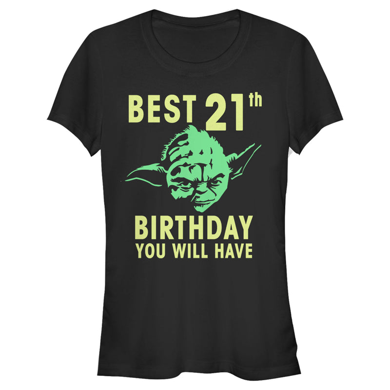 Junior's Star Wars Yoda Best 21st Birthday You Will Have Stencil T-Shirt