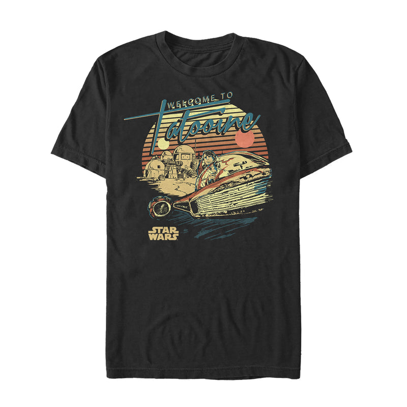 Men's Star Wars Welcome to Tatooine Travel Poster T-Shirt