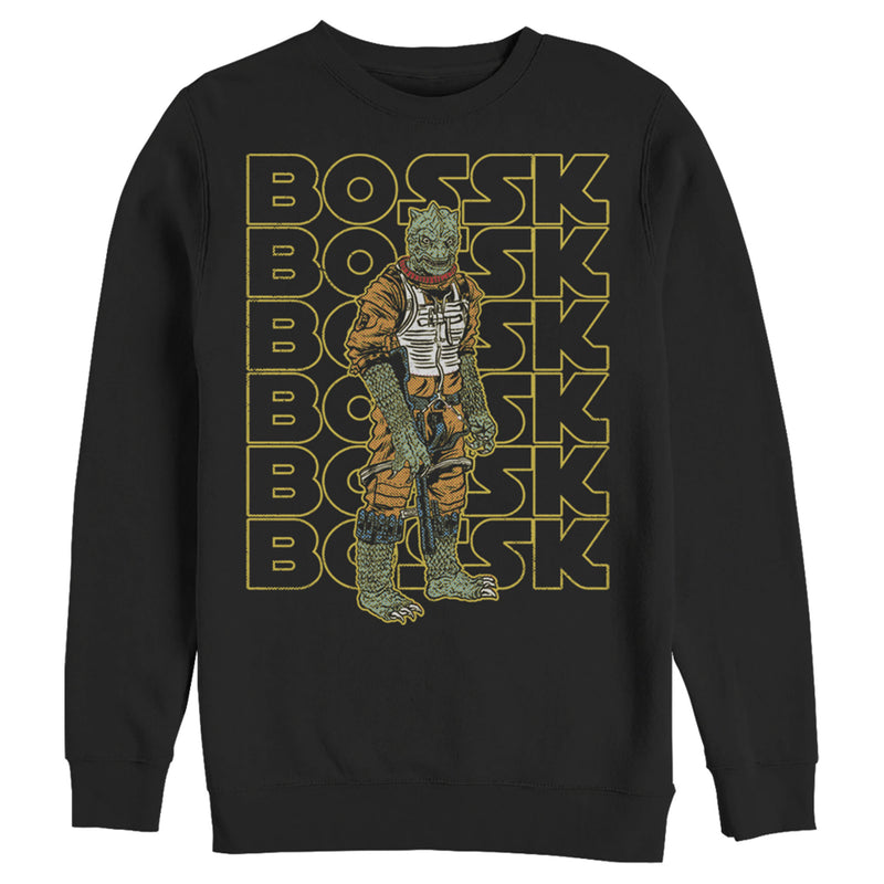 Men's Star Wars Bossk Yellow Text Stack Sweatshirt