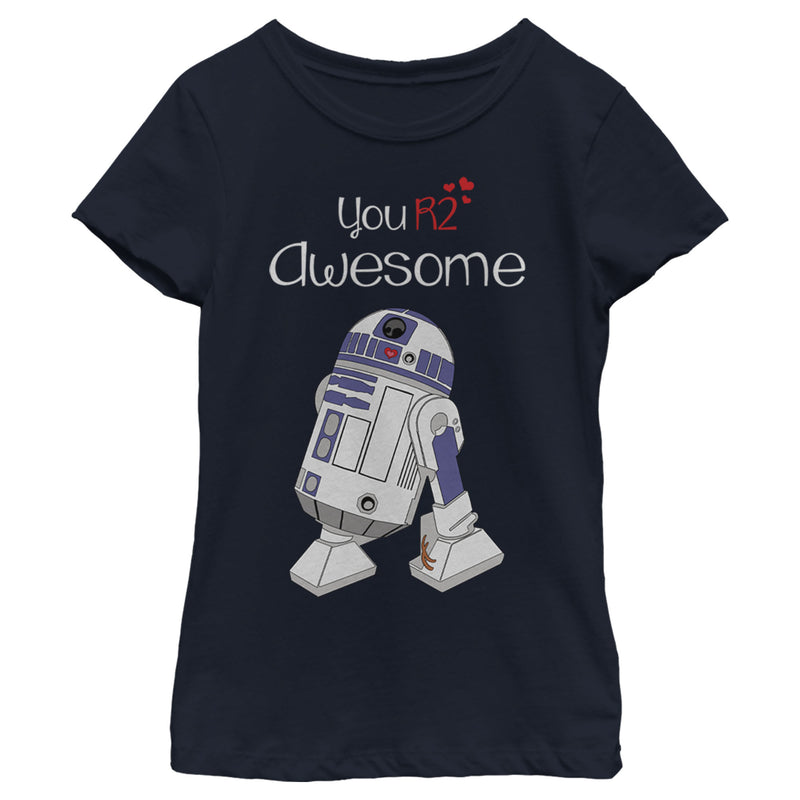 Girl's Star Wars Valentine's Day You R2 Awesome T-Shirt