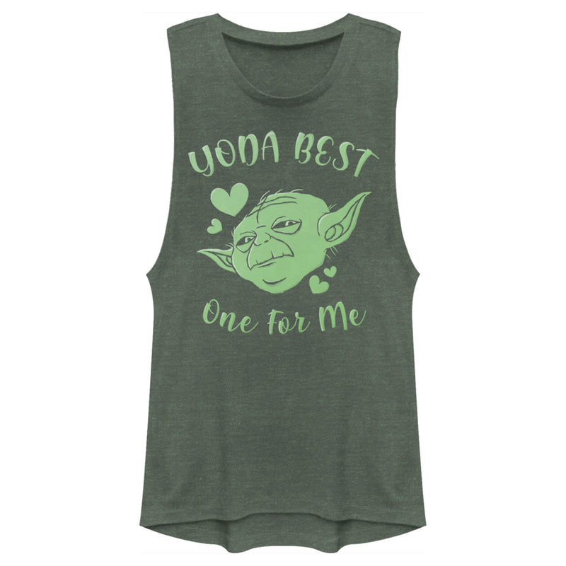 Junior's Star Wars Valentine's Day Yoda Best One for Me Festival Muscle Tee