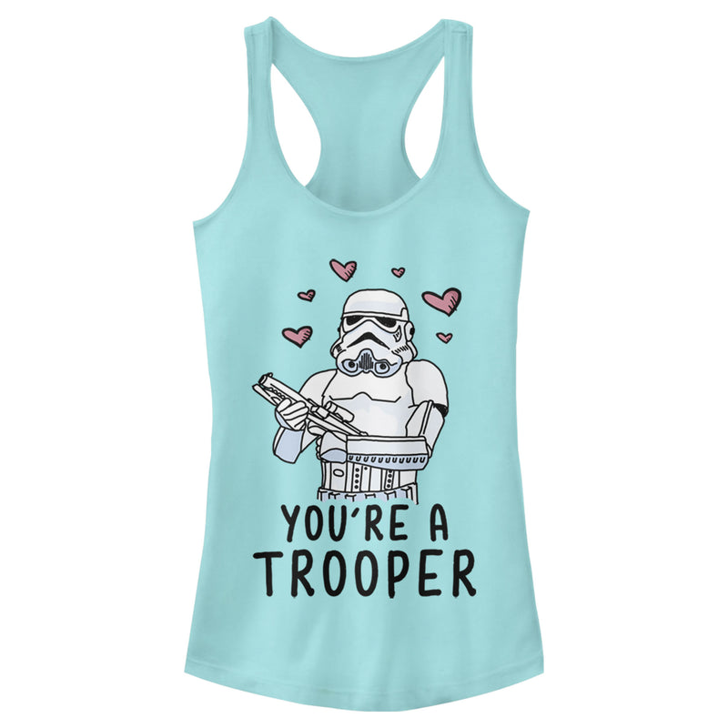 Junior's Star Wars Valentine's Day You're A Trooper Racerback Tank Top