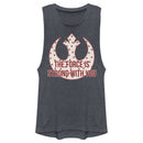 Junior's Star Wars The Force Is Strong Valentine Rebel Logo Festival Muscle Tee