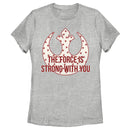 Women's Star Wars The Force Is Strong Valentine Rebel Logo T-Shirt