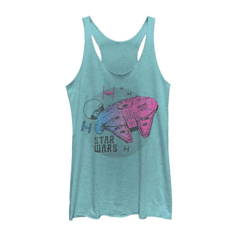 Women's Star Wars: The Rise of Skywalker Ombre Millennium Falcon Racerback Tank Top