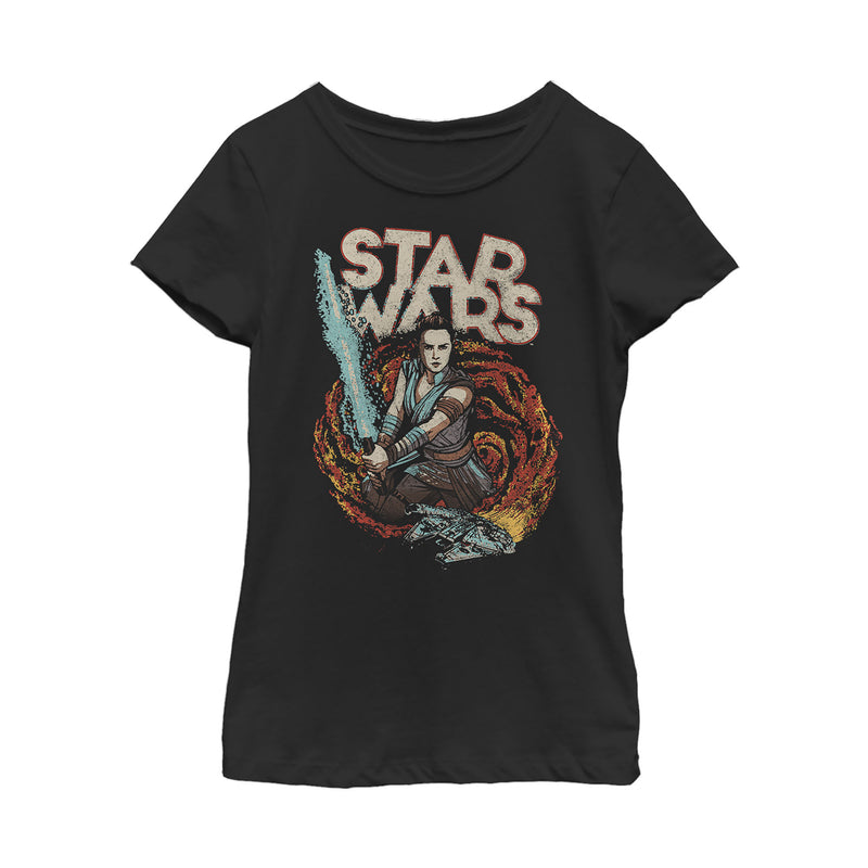 Girl's Star Wars: The Rise of Skywalker Rey Retro Swirl T-Shirt