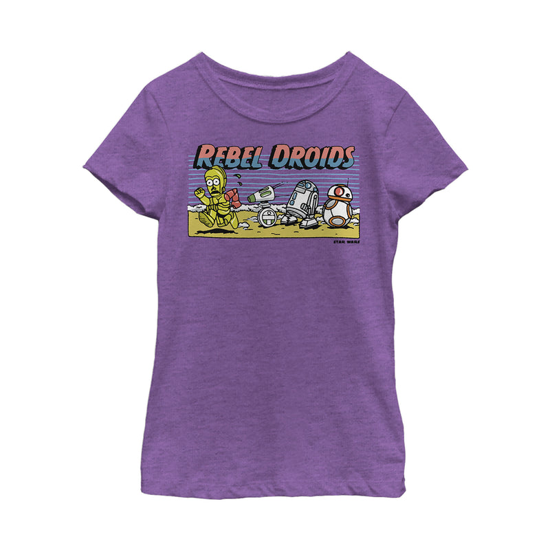 Girl's Star Wars: The Rise of Skywalker Rebel Droids Cartoon T-Shirt