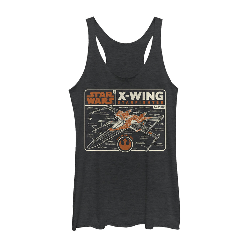 Women's Star Wars: The Rise of Skywalker X-Wing Schematic Frame Racerback Tank Top