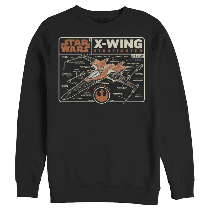 Men's Star Wars: The Rise of Skywalker X-Wing Schematic Frame Sweatshirt