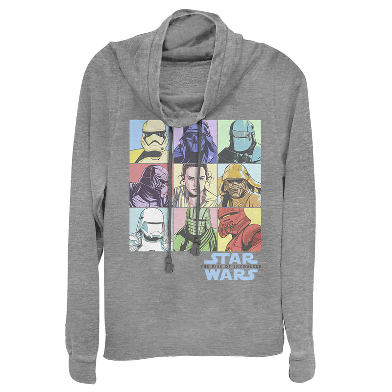 Junior's Star Wars: The Rise of Skywalker Pastel Character Box Cowl Neck Sweatshirt