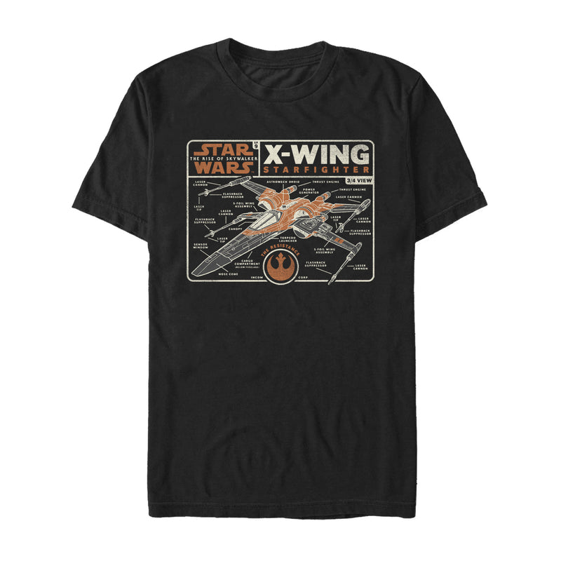 Men's Star Wars: The Rise of Skywalker X-Wing Schematics T-Shirt