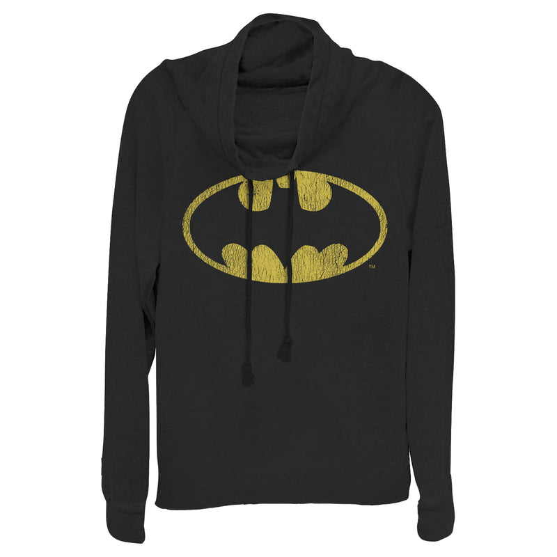 Junior's Batman Logo Retro Caped Crusader Cowl Neck Sweatshirt