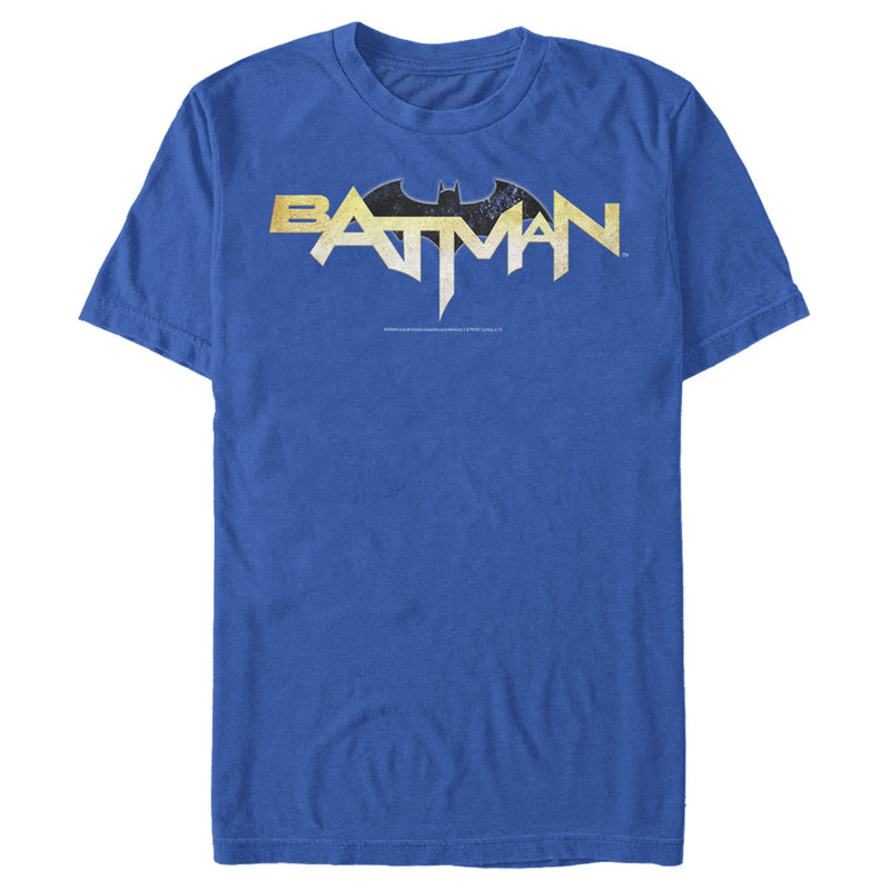 Men's Batman Logo Messy Text T-Shirt