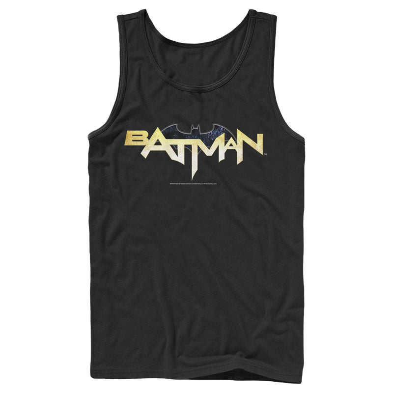 Men's Batman Logo Messy Text Tank Top