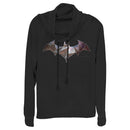 Junior's Batman Logo Geometric Wing Cowl Neck Sweatshirt