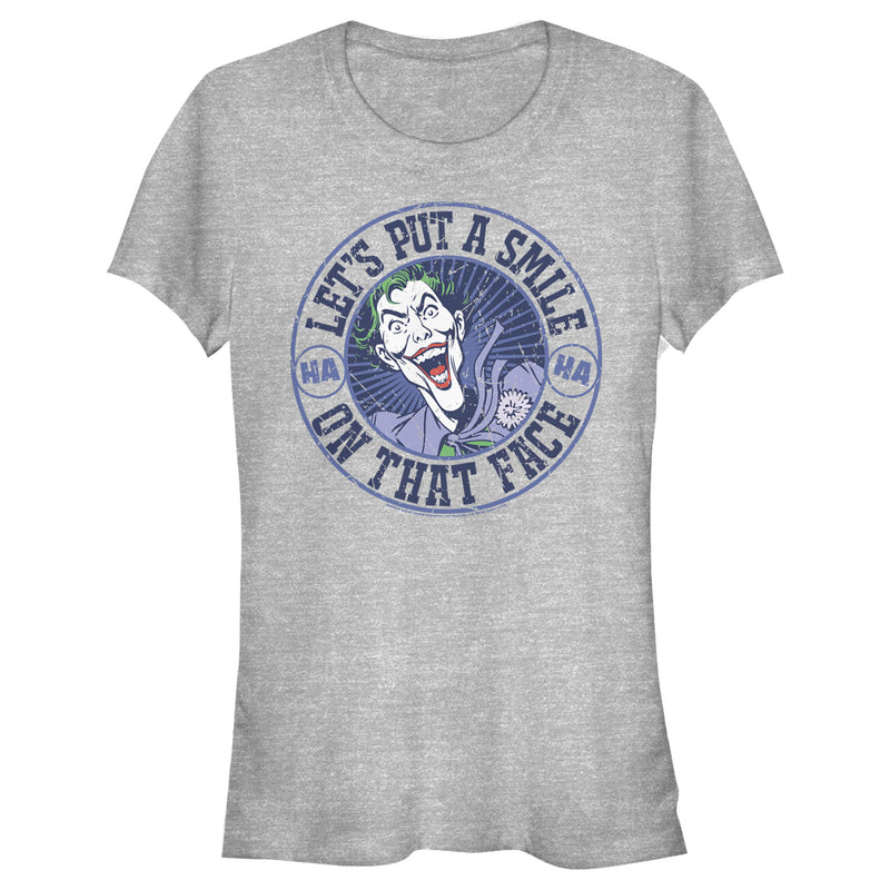 Junior's Batman Joker Let's Put a Smile On That Face T-Shirt