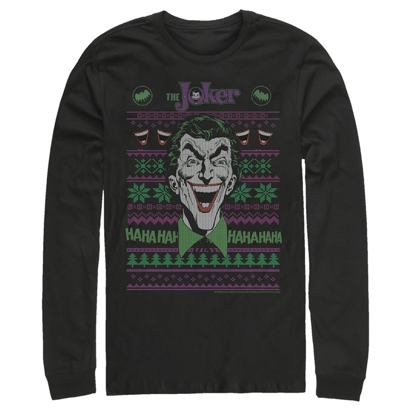 Men's Batman Ugly Christmas Joker Laugh Long Sleeve Shirt