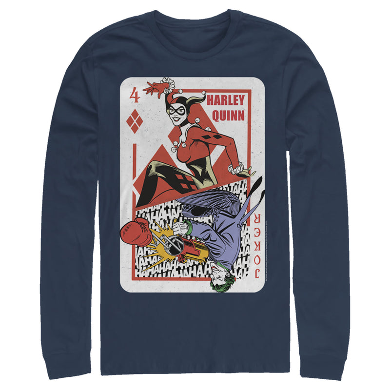 Men's Batman Harley Quinn Joker Poker Card Long Sleeve Shirt